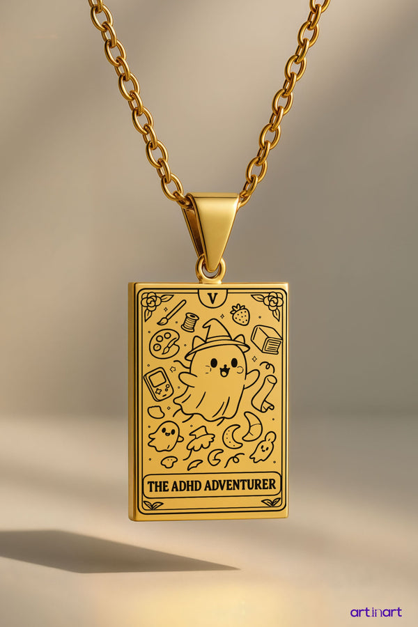 The ADHD Adventurer Tarot | 316L Çelik Kolye - Altın