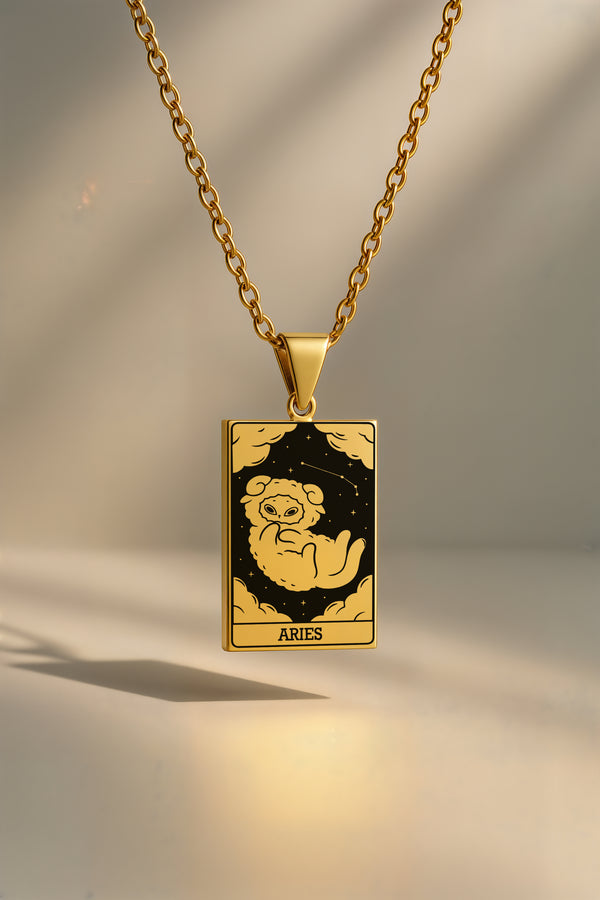 Kedi Burç | 316L Çelik Kolye - Altın / Koç