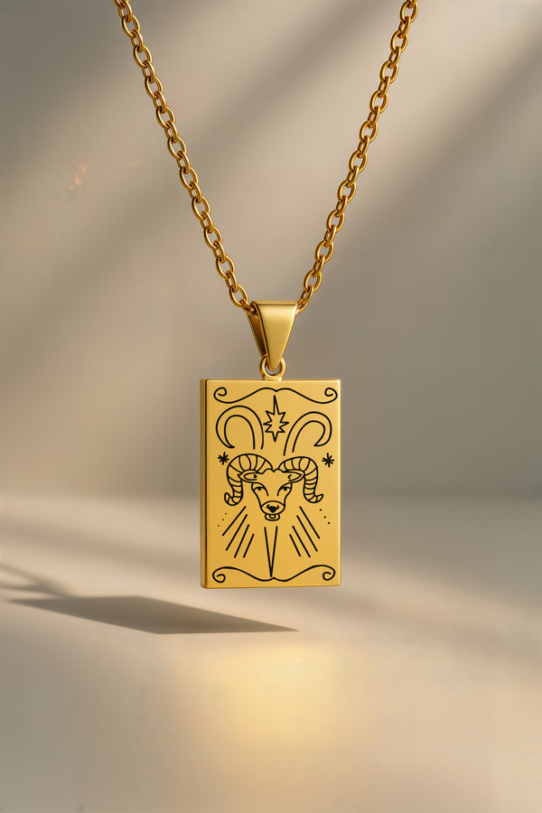 Tarot Burç | 316L Çelik Kolye - Altın / Koç