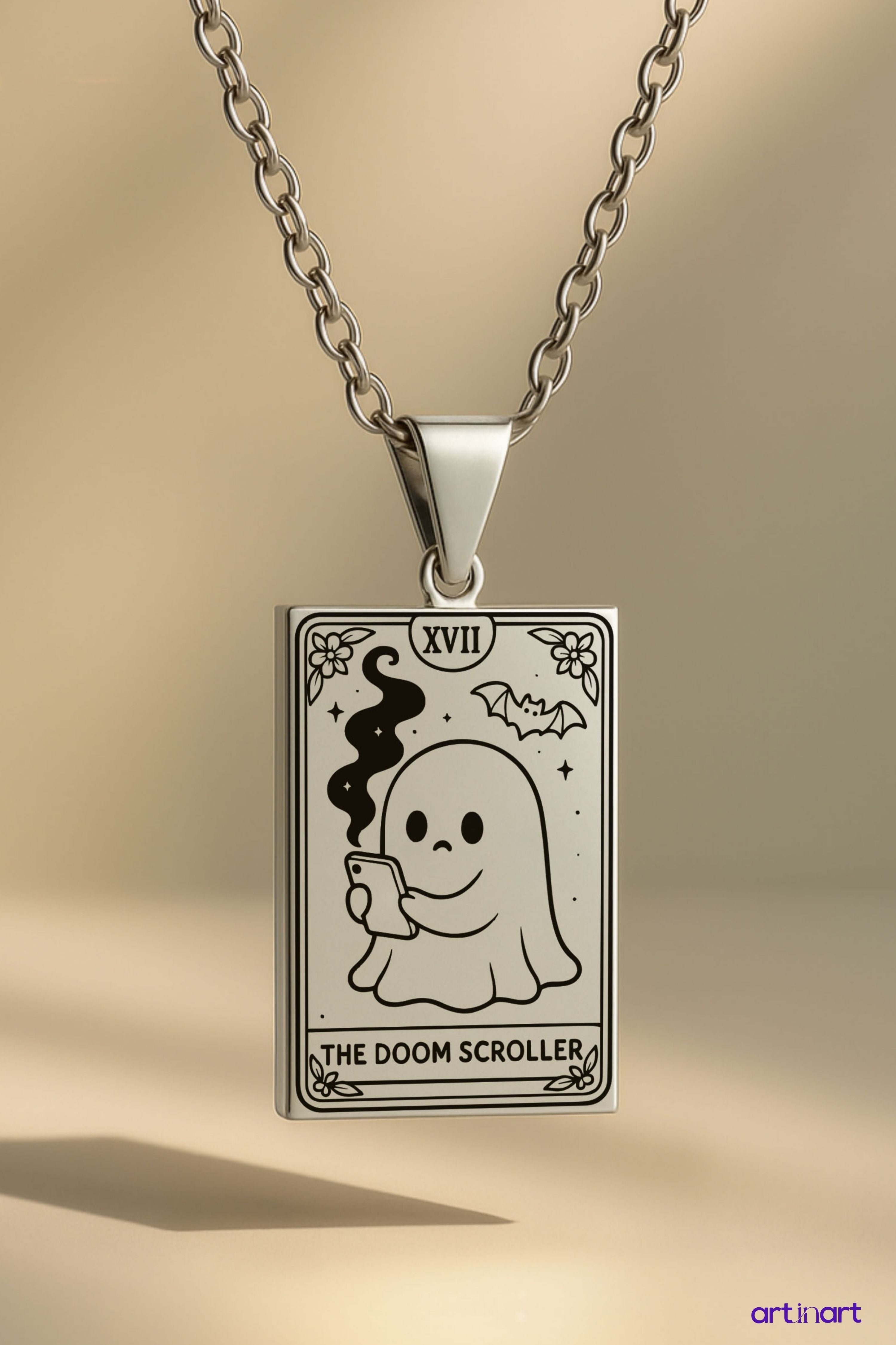 Doom Scroller Tarot | 316L Çelik Kolye
