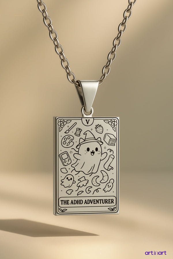 The ADHD Adventurer Tarot | 316L Çelik Kolye - Gümüş