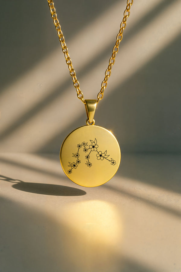 Çiçek Takımyıldızı Burç | 316L Çelik Kolye - Altın / Kova