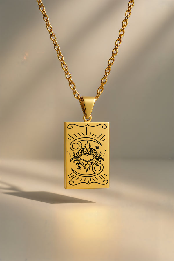 Tarot Burç | 316L Çelik Kolye - Altın / Yengeç