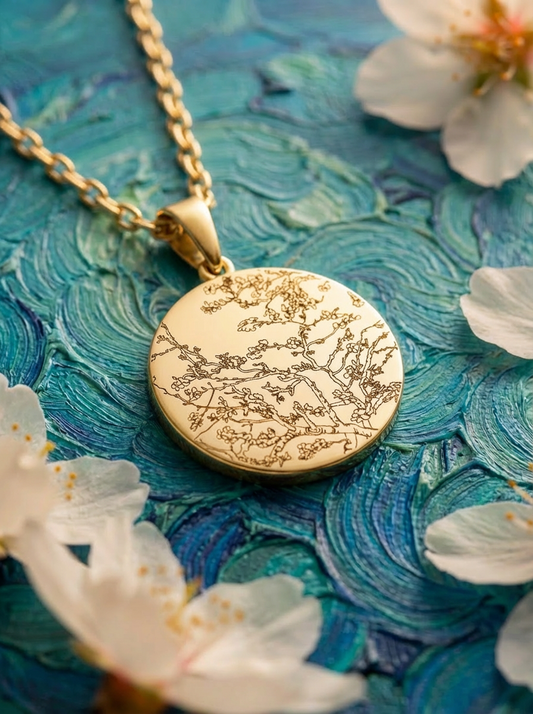 Almond Blossom (Çiçek Açan Badem Ağacı) - Vincent Van Gogh  | 316L Çelik Kolye