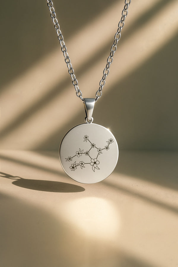 Çiçek Takımyıldızı Burç | 316L Çelik Kolye - Gümüş / Başak