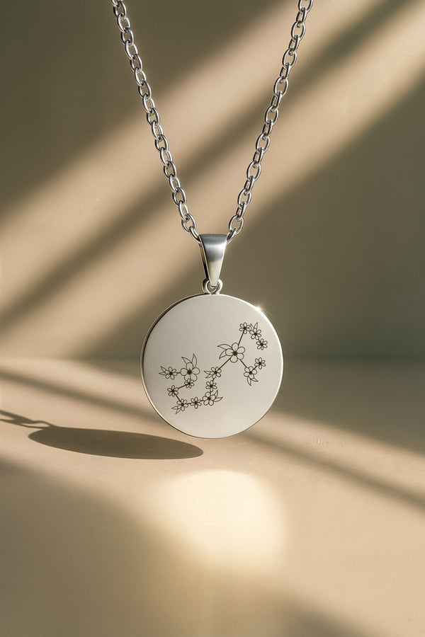 Çiçek Takımyıldızı Burç | 316L Çelik Kolye - Gümüş / Akrep