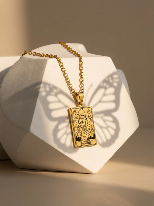 Anti-Social Butterfly Tarot | 316L Çelik Kolye