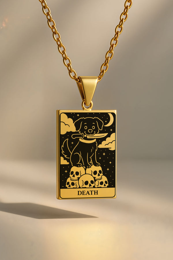 Köpek Tarot | 316L Çelik Kolye - gold / death