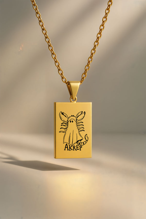 Sevimli Hayalet Burç | 316L Çelik Kolye - Altın / Akrep