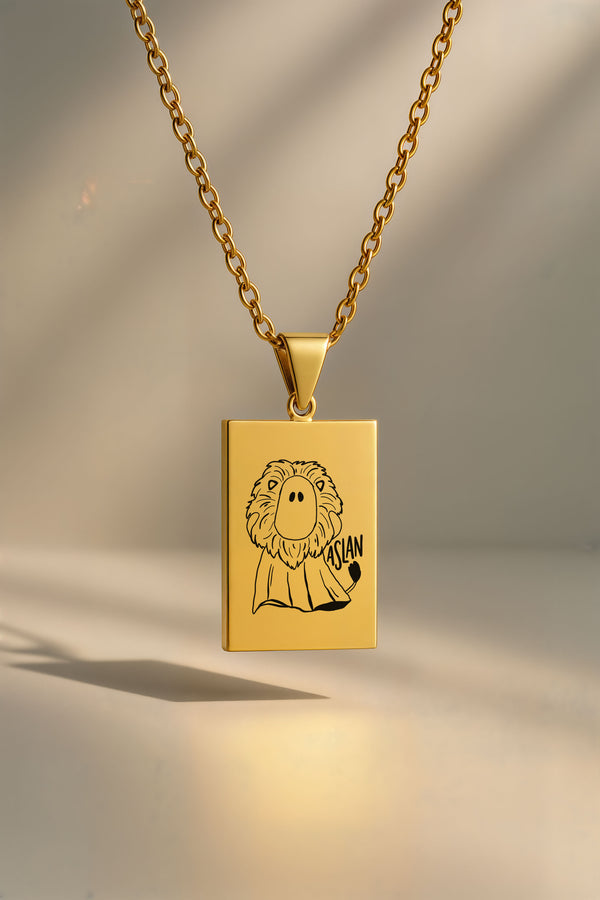 Sevimli Hayalet Burç | 316L Çelik Kolye - Altın / Aslan