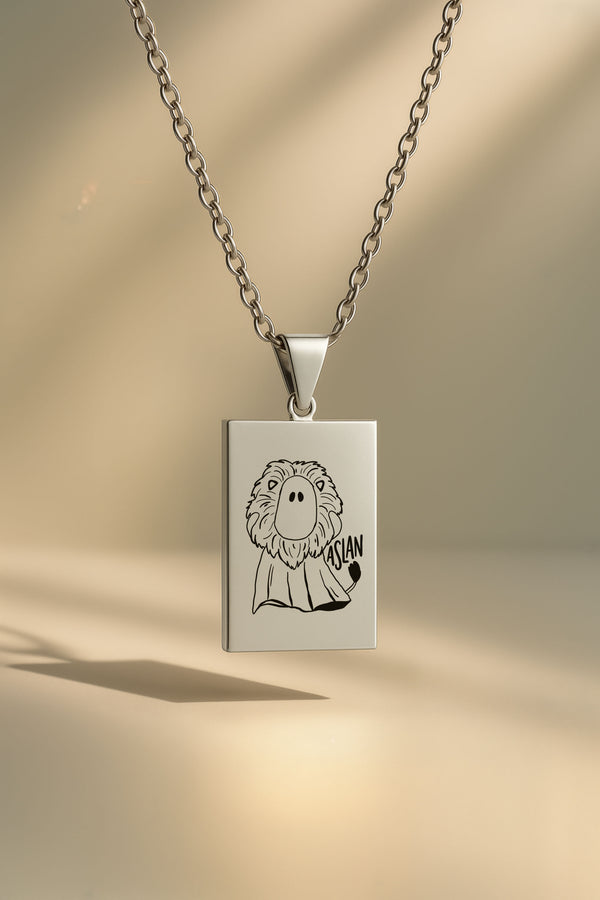 Sevimli Hayalet Burç | 316L Çelik Kolye - Gümüş / Aslan