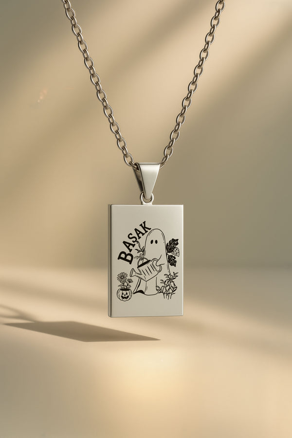 Sevimli Hayalet Burç | 316L Çelik Kolye - Gümüş / Başak