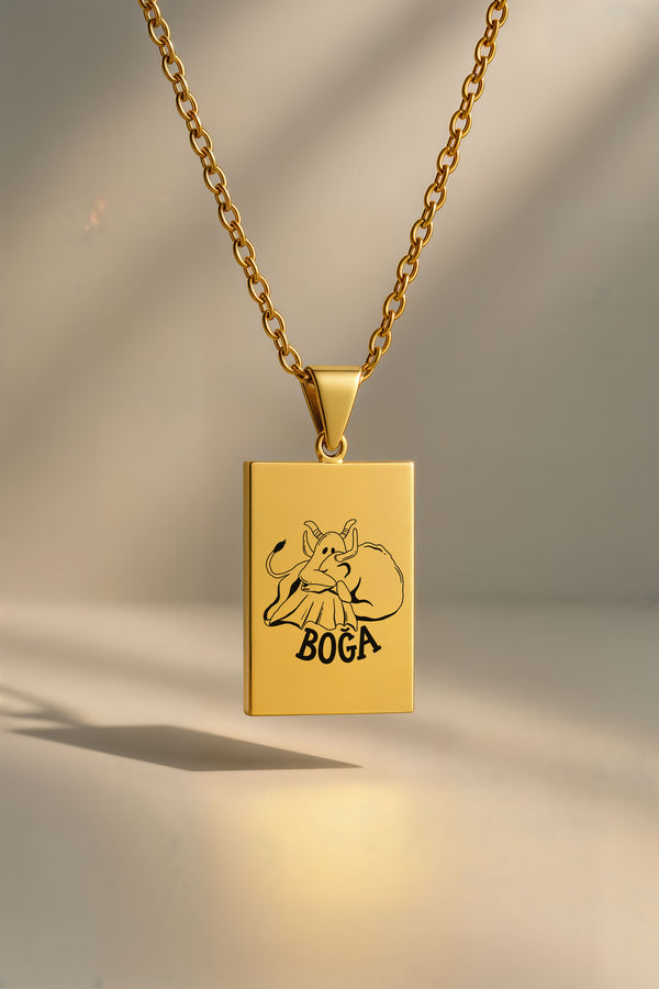 Sevimli Hayalet Burç | 316L Çelik Kolye - Altın / Boğa