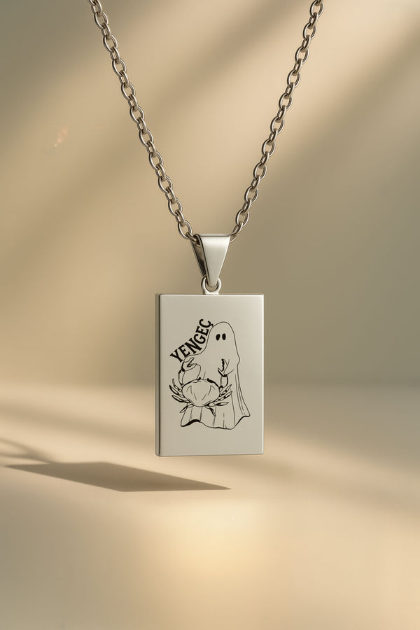 Sevimli Hayalet Burç | 316L Çelik Kolye - Gümüş / Yengeç