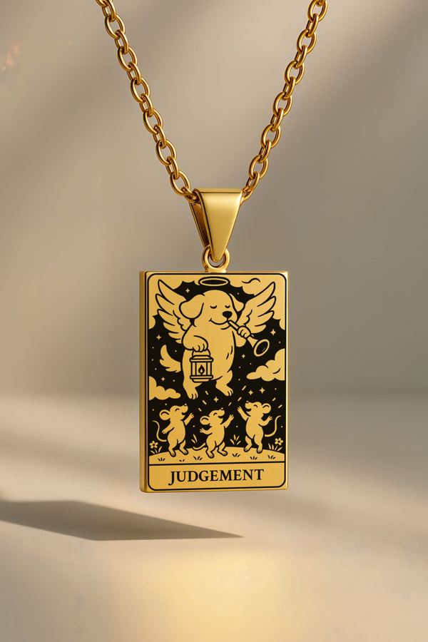 Köpek Tarot | 316L Çelik Kolye - gold / judgement