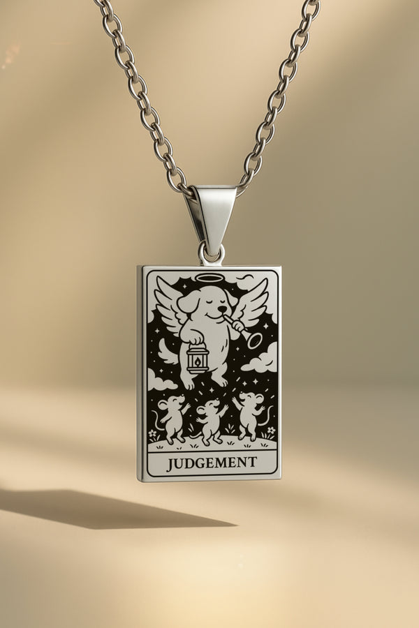 Köpek Tarot | 316L Çelik Kolye - silver / judgement