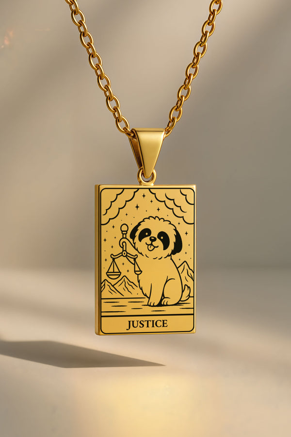 Köpek Tarot | 316L Çelik Kolye - gold / justice