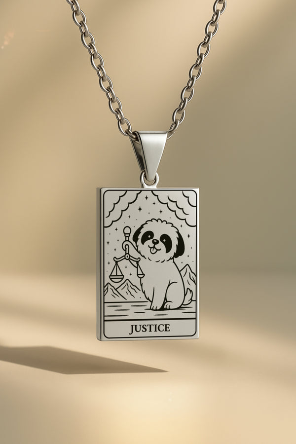 Köpek Tarot | 316L Çelik Kolye - silver / justice