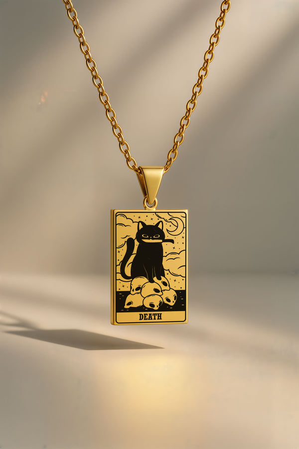 Kedi Tarot | 316L Çelik Kolye - gold / death