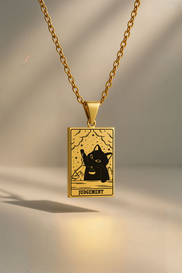 Kedi Tarot | 316L Çelik Kolye - gold / judgement