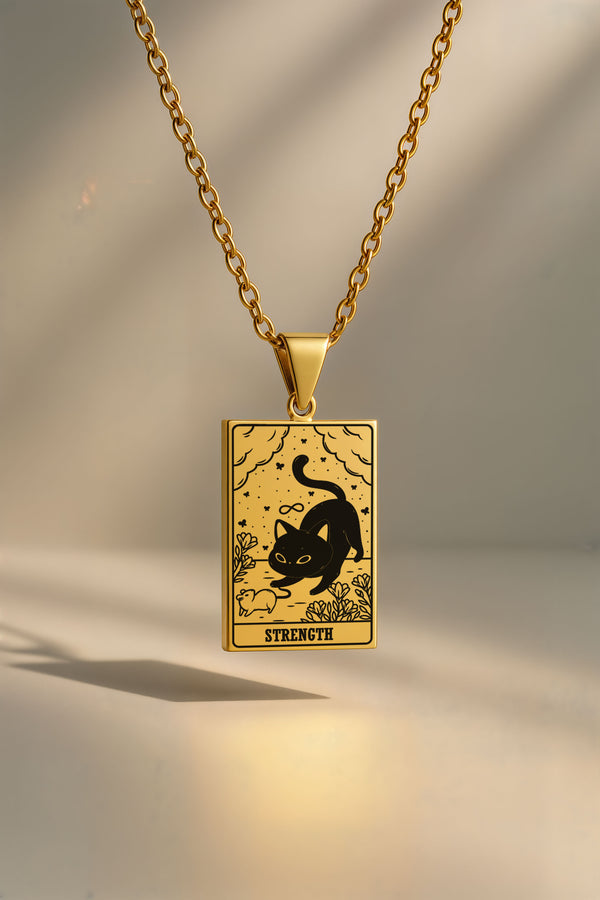 Kedi Tarot | 316L Çelik Kolye - gold / strength
