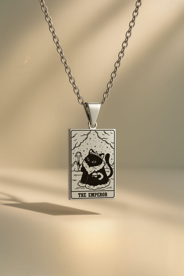 Kedi Tarot | 316L Çelik Kolye - silver / the-emperor