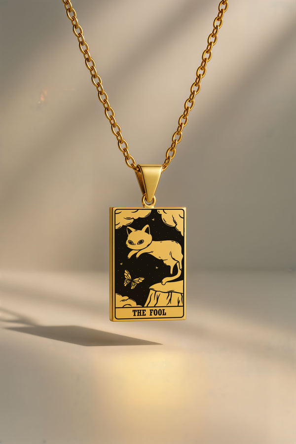 Kedi Tarot | 316L Çelik Kolye - gold / the-fool