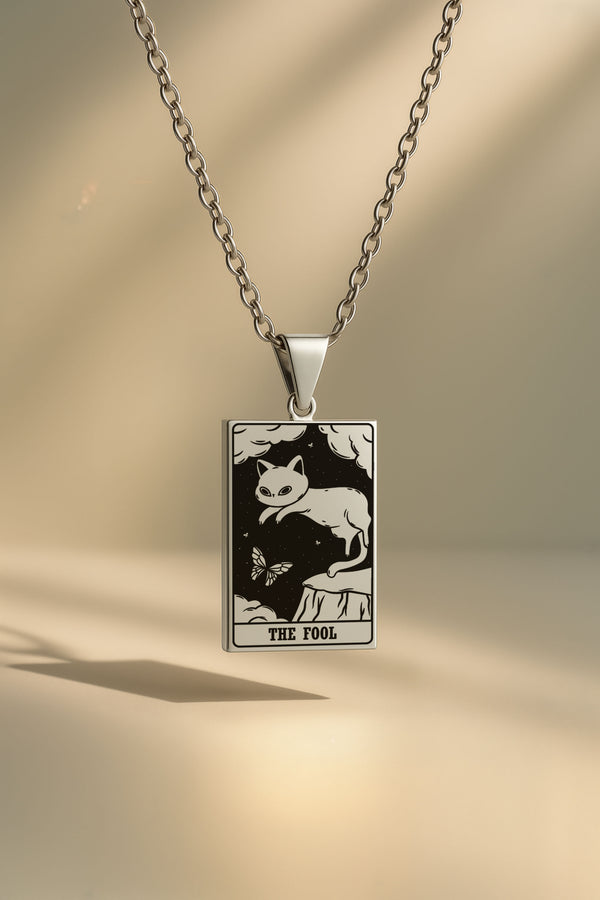 Kedi Tarot | 316L Çelik Kolye - silver / the-fool