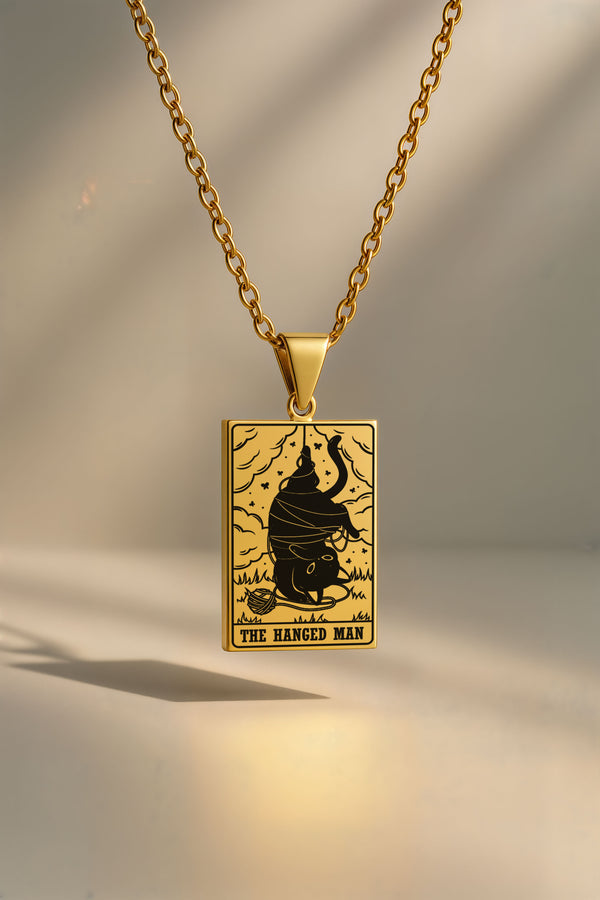 Kedi Tarot | 316L Çelik Kolye - gold / the-hanged-man