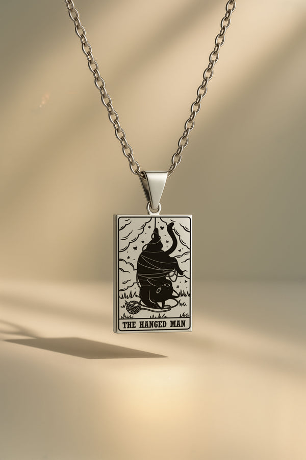 Kedi Tarot | 316L Çelik Kolye - silver / the-hanged-man