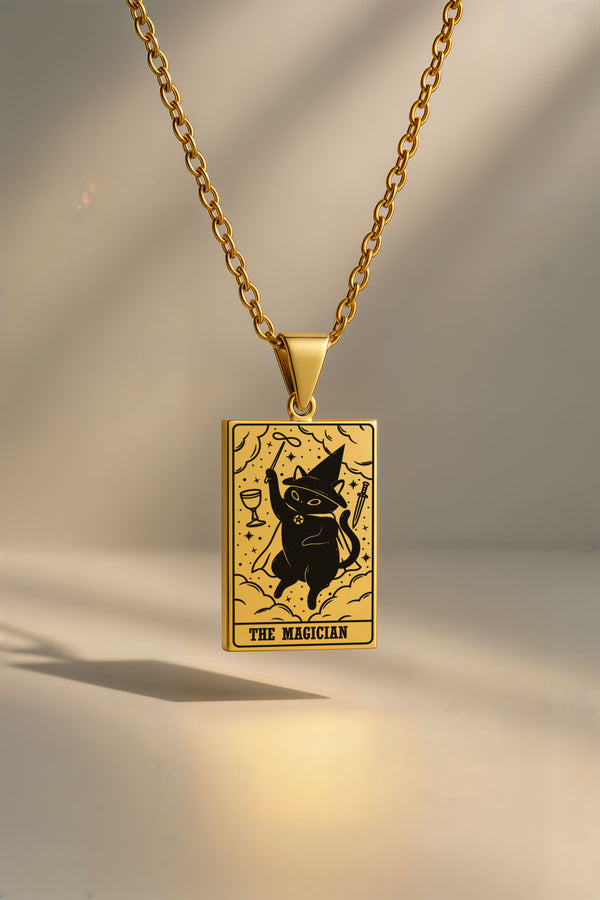 Kedi Tarot | 316L Çelik Kolye - gold / the-magician