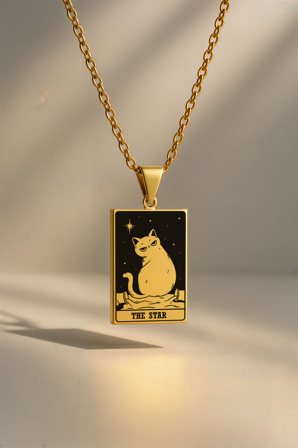 Kedi Tarot | 316L Çelik Kolye - gold / the-star