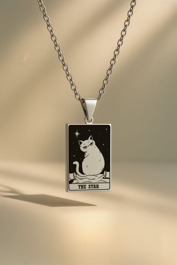 Kedi Tarot | 316L Çelik Kolye - silver / the-star