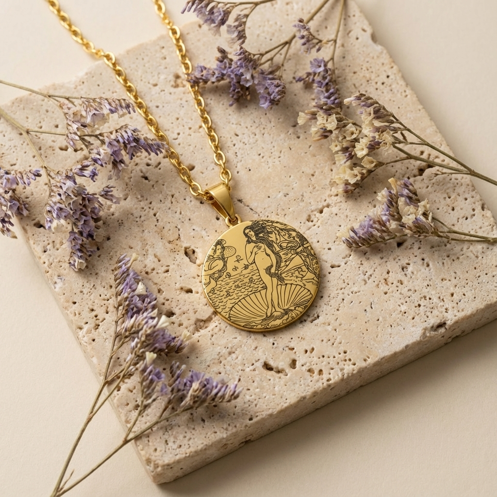 The Birth of Venus (Venüs'ün Doğuşu) - Sandro Botticelli | 316L Çelik Kolye