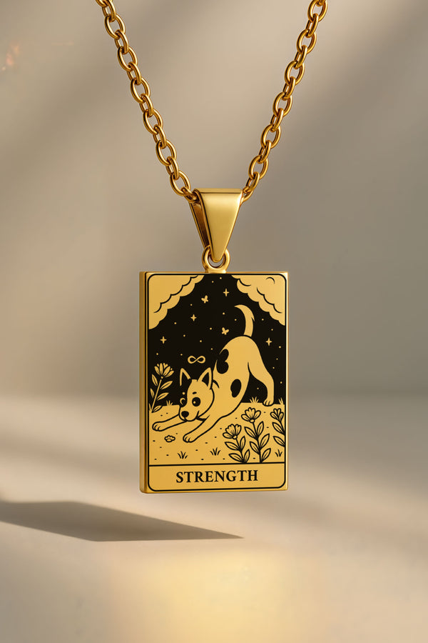 Köpek Tarot | 316L Çelik Kolye - gold / strength
