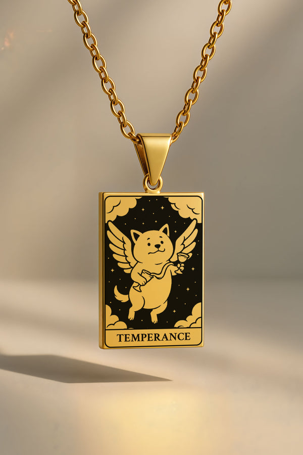 Köpek Tarot | 316L Çelik Kolye - gold / temperance
