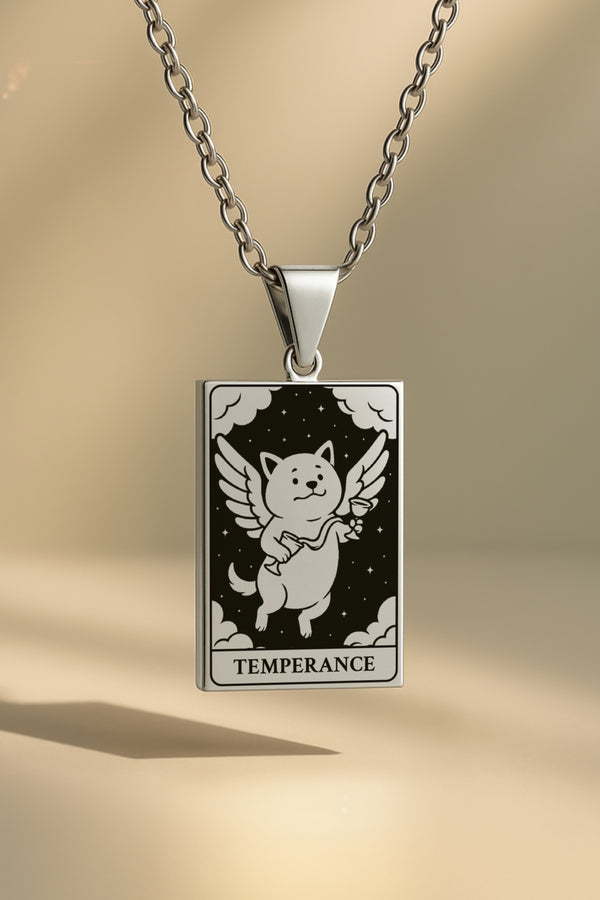 Köpek Tarot | 316L Çelik Kolye - silver / temperance