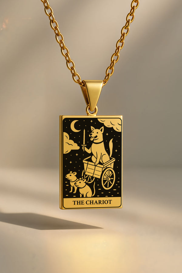 Köpek Tarot | 316L Çelik Kolye - gold / the-chariot