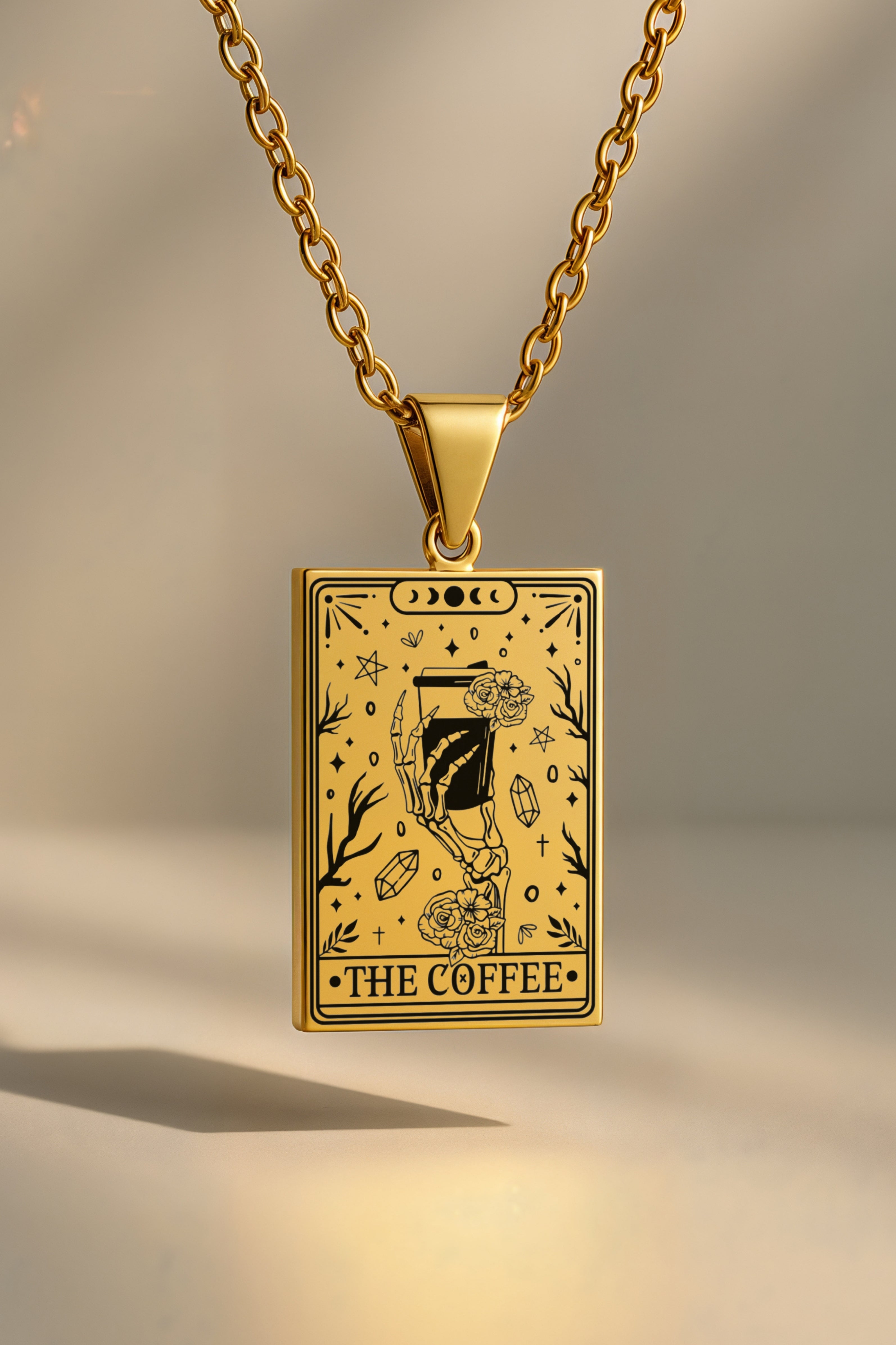 İskelet The Coffee - Kahve Tarot | 316L Çelik Kolye