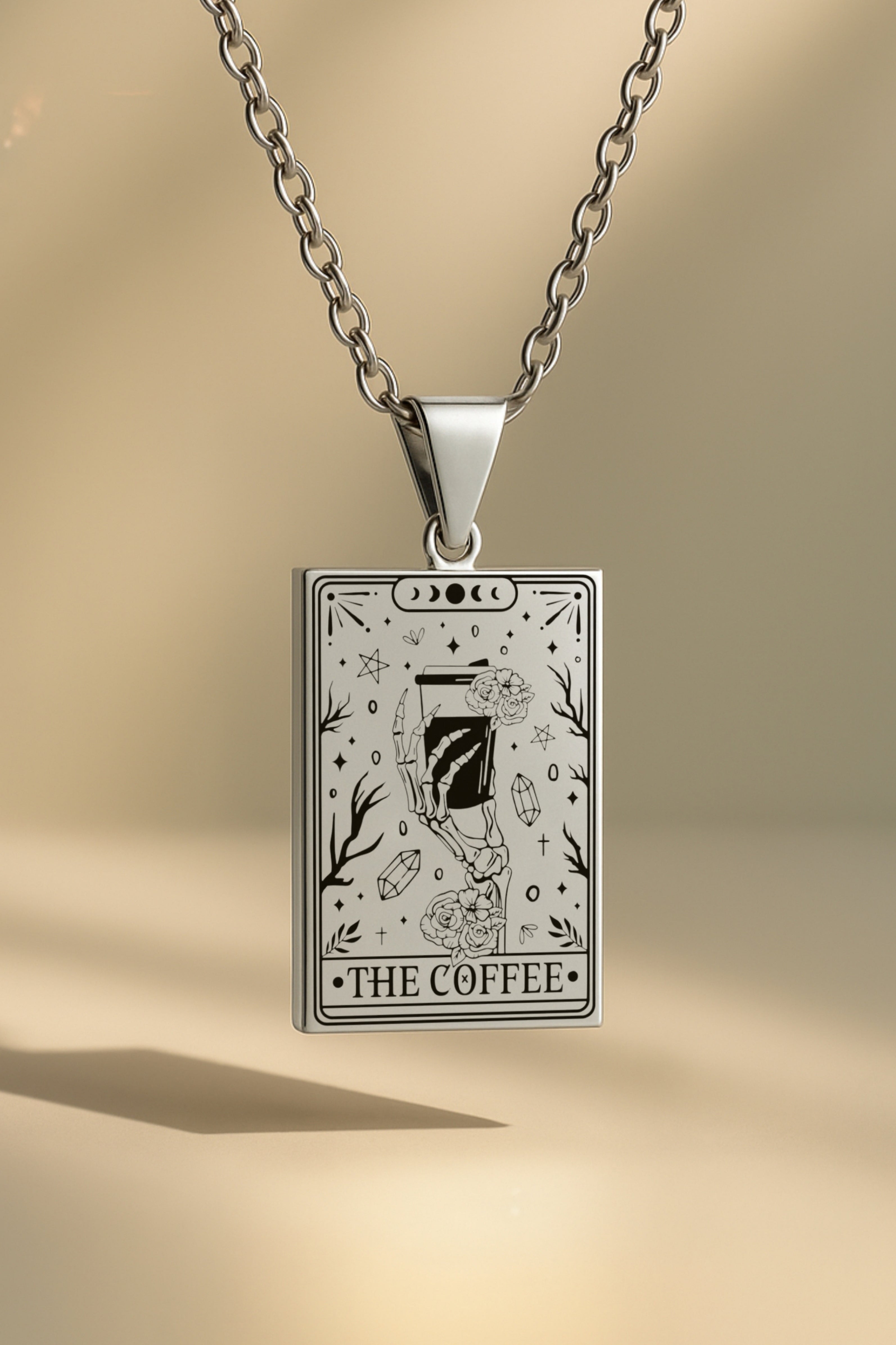 İskelet The Coffee - Kahve Tarot | 316L Çelik Kolye