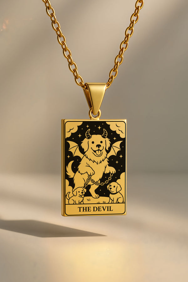 Köpek Tarot | 316L Çelik Kolye - gold / the devil