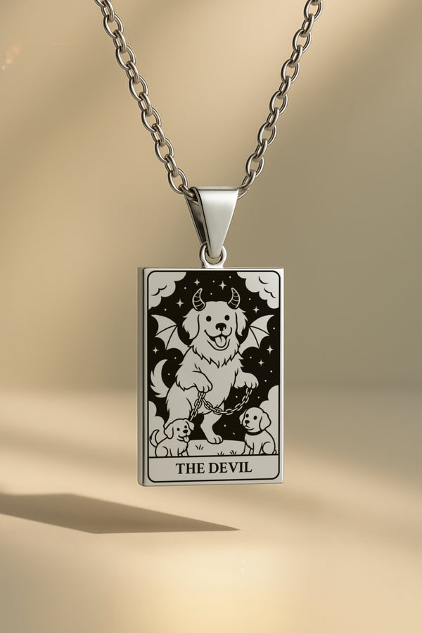 Köpek Tarot | 316L Çelik Kolye - silver / the-devil