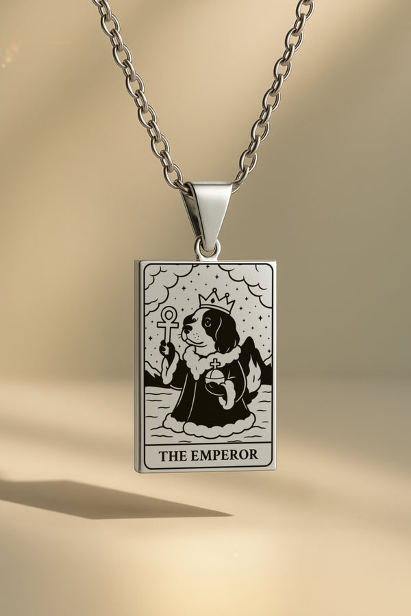 Köpek Tarot | 316L Çelik Kolye - silver / the-emperor