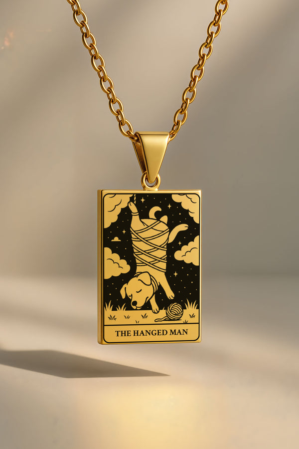 Köpek Tarot | 316L Çelik Kolye - gold / the-hanged-man