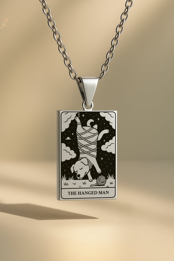 Köpek Tarot | 316L Çelik Kolye - silver / the-hanged-man