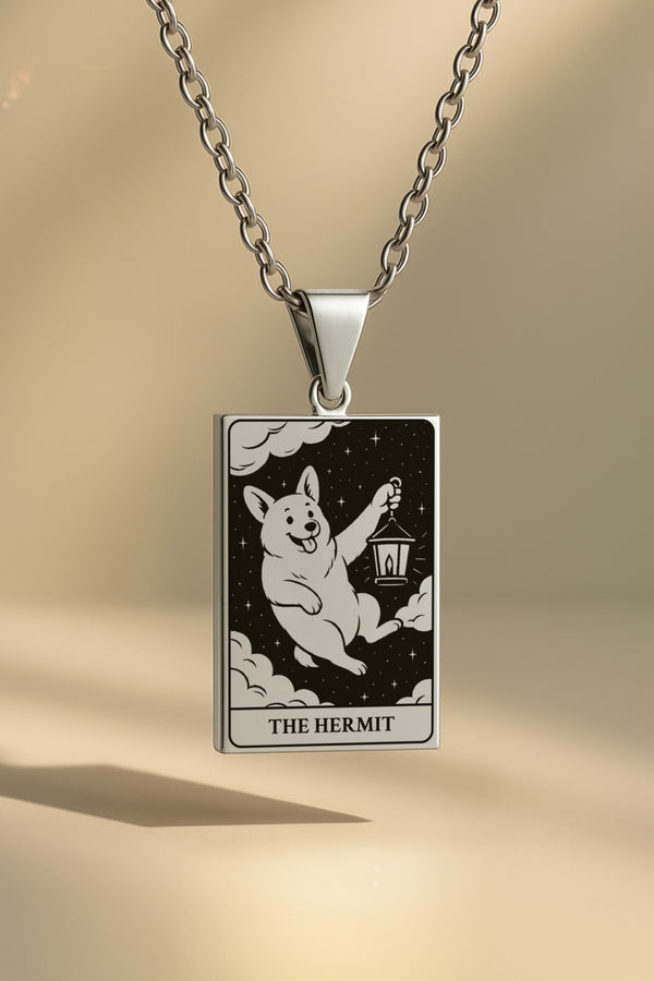 Köpek Tarot | 316L Çelik Kolye - silver / the-hermit
