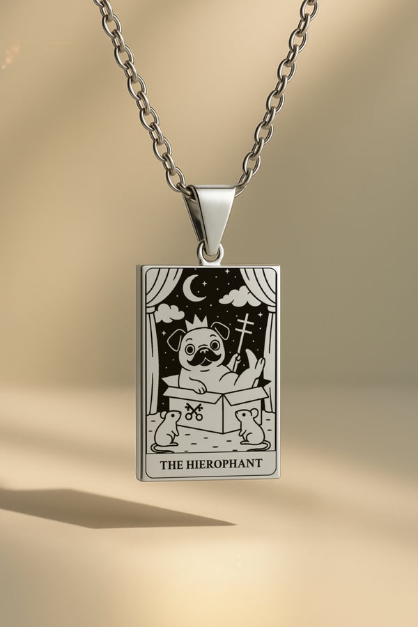 Köpek Tarot | 316L Çelik Kolye - silver / the-hierophant