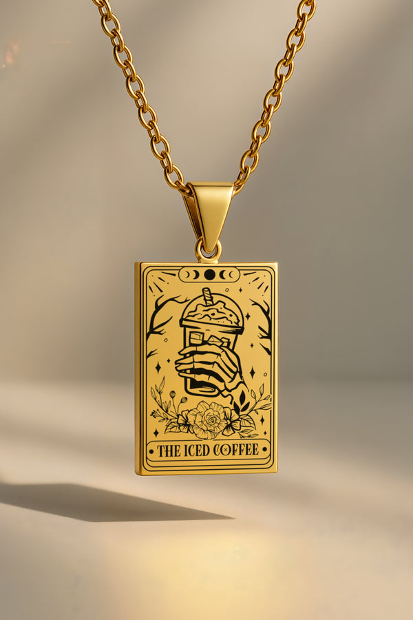 The Iced Coffee - Soğuk Kahve Tarot | 316L Çelik Kolye - Altın