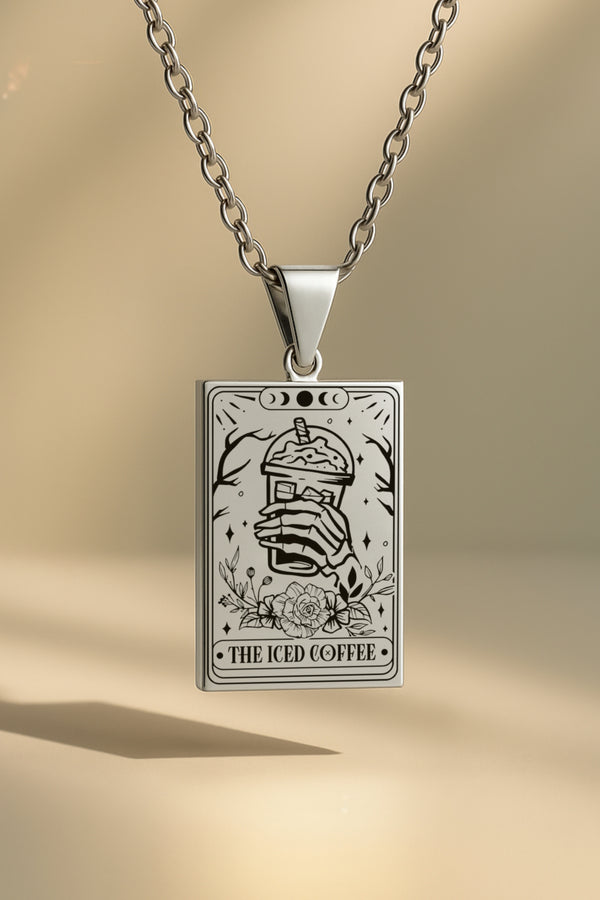 The Iced Coffee - Soğuk Kahve Tarot | 316L Çelik Kolye - Gümüş
