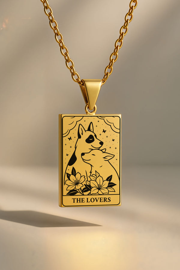 Köpek Tarot | 316L Çelik Kolye - gold / the-lovers